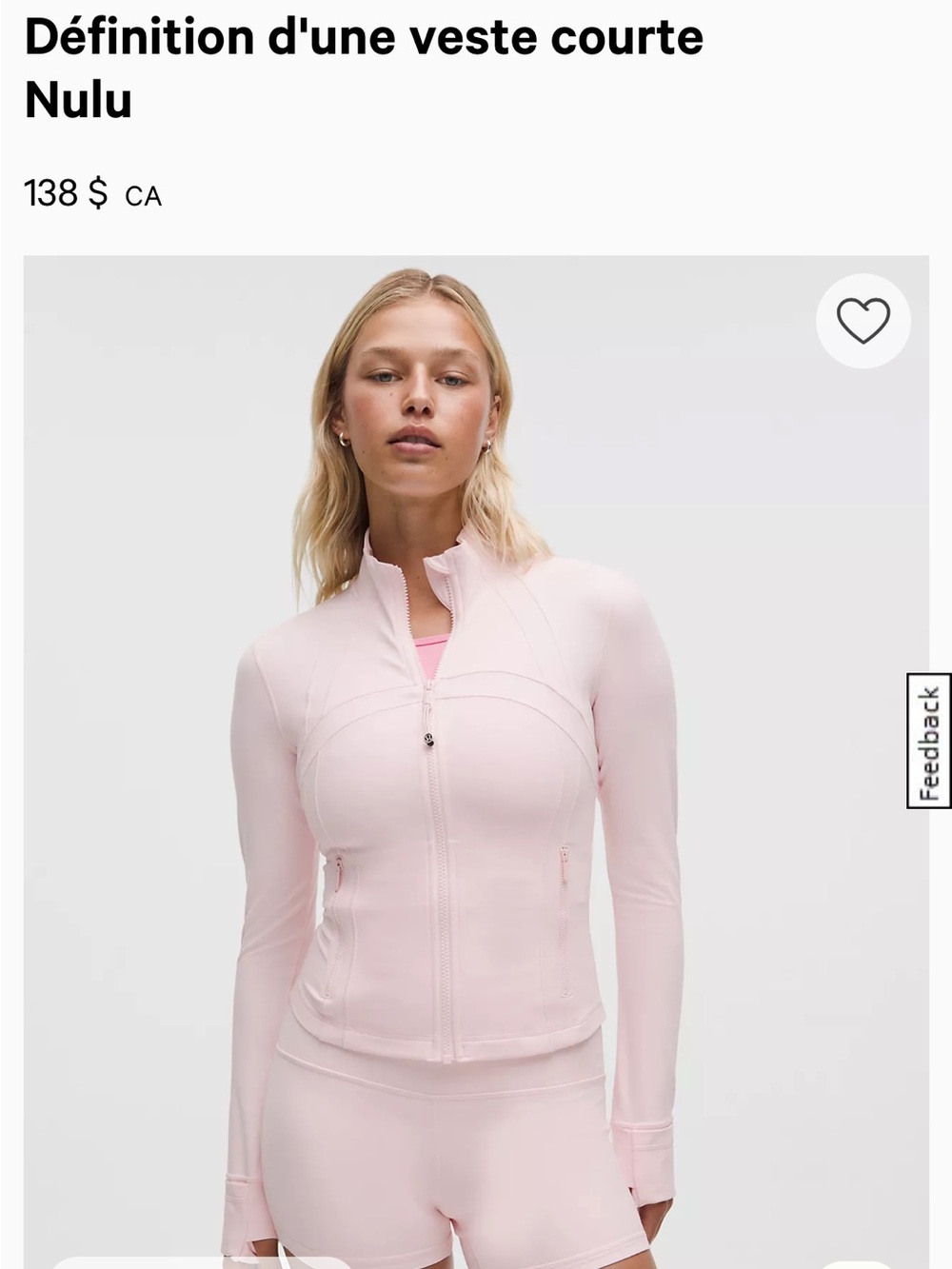 lululemon athletica Pale Pink Nulu Zip-Up Jacket